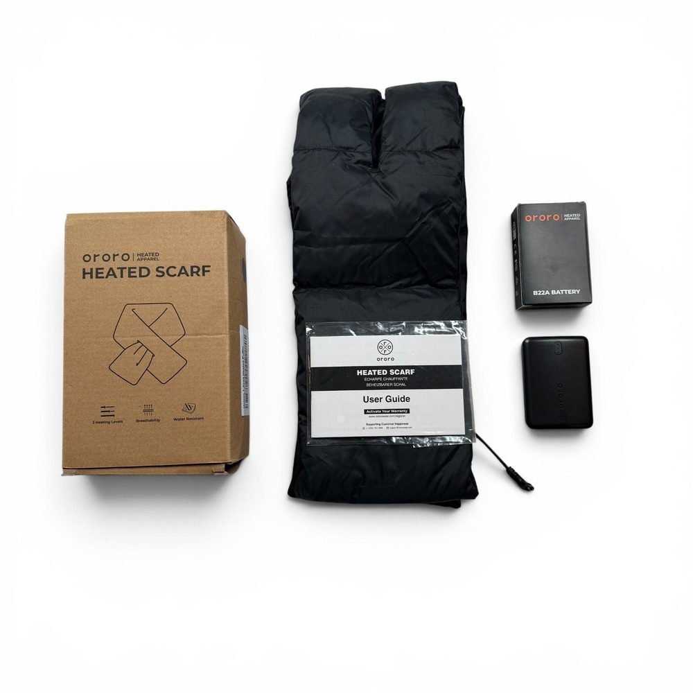 ORORO Heated Scarf / Neck Warmer w/Battery - Black - 140cm